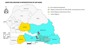 Carte des régions d'intervention de SOS Sahel